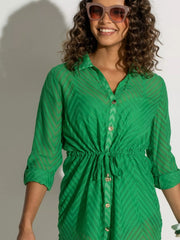 Pour Moi | Chevron Stripe Beach Shirt | Green