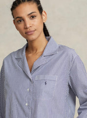 Polo Ralph Lauren | Crop Top & Boxer Poplin Pyjama Set | Navy Stripe