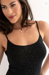 Pour Moi | Second Skin Thermal Cami Top | Glitter Black