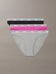 Calvin Klein | Icon Logo 3 Pack Bikini Briefs | Black/ Grey/ Orchid