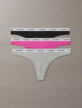 Calvin Klein | Icon Logo 3 Pack Dipped Thongs | Black/ Grey/ Orchid
