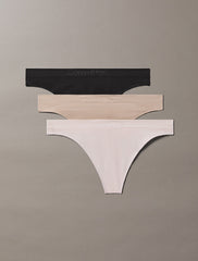 Calvin Klein | Bonded Flex Seamless Thongs 3 Pack | Black/ Cedar/ Eggshell