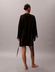 Calvin Klein | CK Black Satin Silk Bathrobe | Black