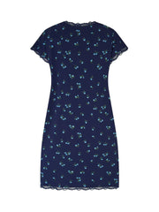 Pour Moi | Sofa Loves Lace T-Shirt Hidden Support Chemise | Navy/ Blue Floral