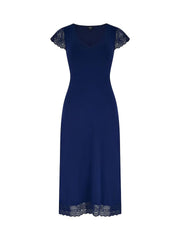 Pour Moi | Bamboo Jersey Lace Hidden Support Midi Chemise | Navy