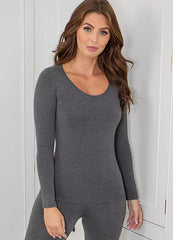 Pour Moi | Second Skin Thermal Long Sleeve Top | Charcoal