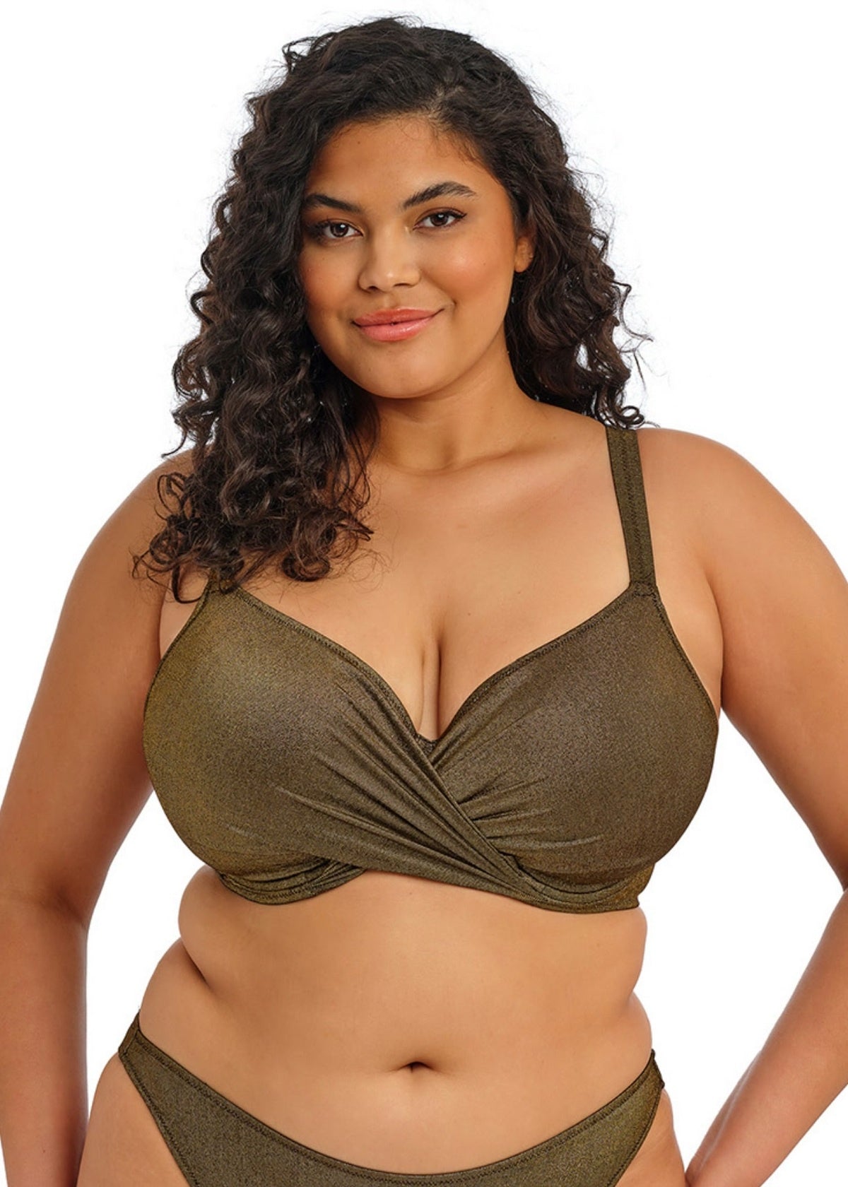 Elomi | Sunset Shimmer Plunge Bikini Top | Gold Rush