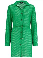 Pour Moi | Chevron Stripe Beach Shirt | Green