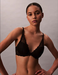 Calvin Klein | Sensual Stretch Lace Lightly Lined Plunge Bra | Black