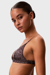 Calvin Klein | Satin Unlined Triangle Bralette | Tidal Animal Botanical Brown