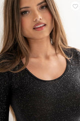 Pour Moi | Second Skin Thermal Long Sleeve Top | Black Glitter