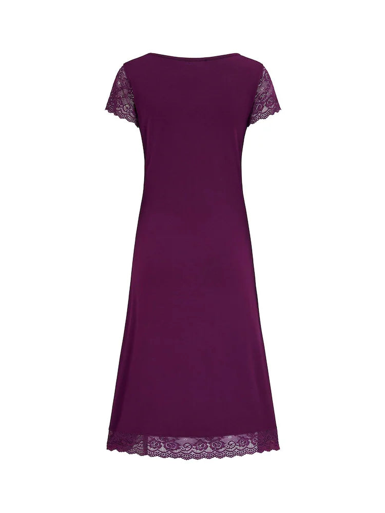 Pour Moi | Bamboo Jersey Lace Hidden Support Midi Chemise | Plum