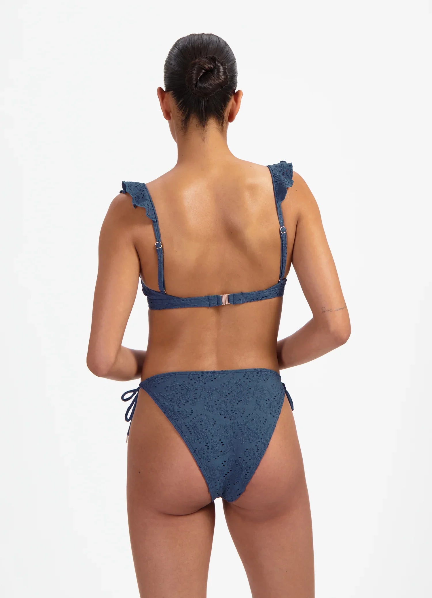 Beachlife | Embroidery Ruffle Bikini Top | Nightsky