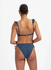 Beachlife | Embroidery Ruffle Bikini Top | Nightsky
