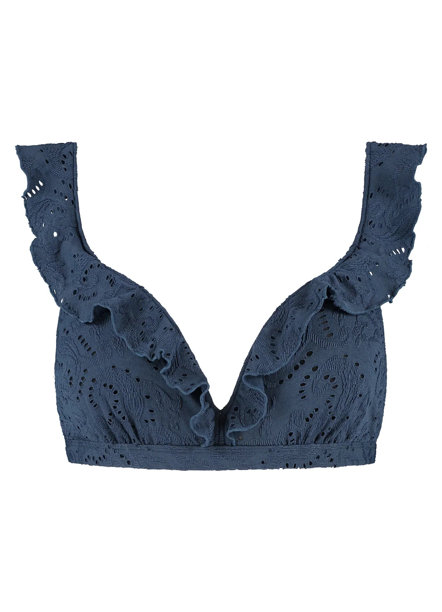 Beachlife | Embroidery Ruffle Bikini Top | Nightsky