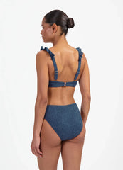 Beachlife | Embroidery Mid Waist Bikini Bottom | Nightsky