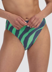 Beachlife | High Waist Bikini Bottom | Green Tiger