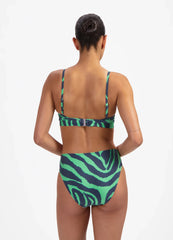 Beachlife | High Waist Bikini Bottom | Green Tiger