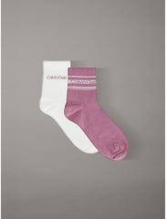 Calvin Klein | 2 Pack Logo Stripe Short Socks | Vintage Plum