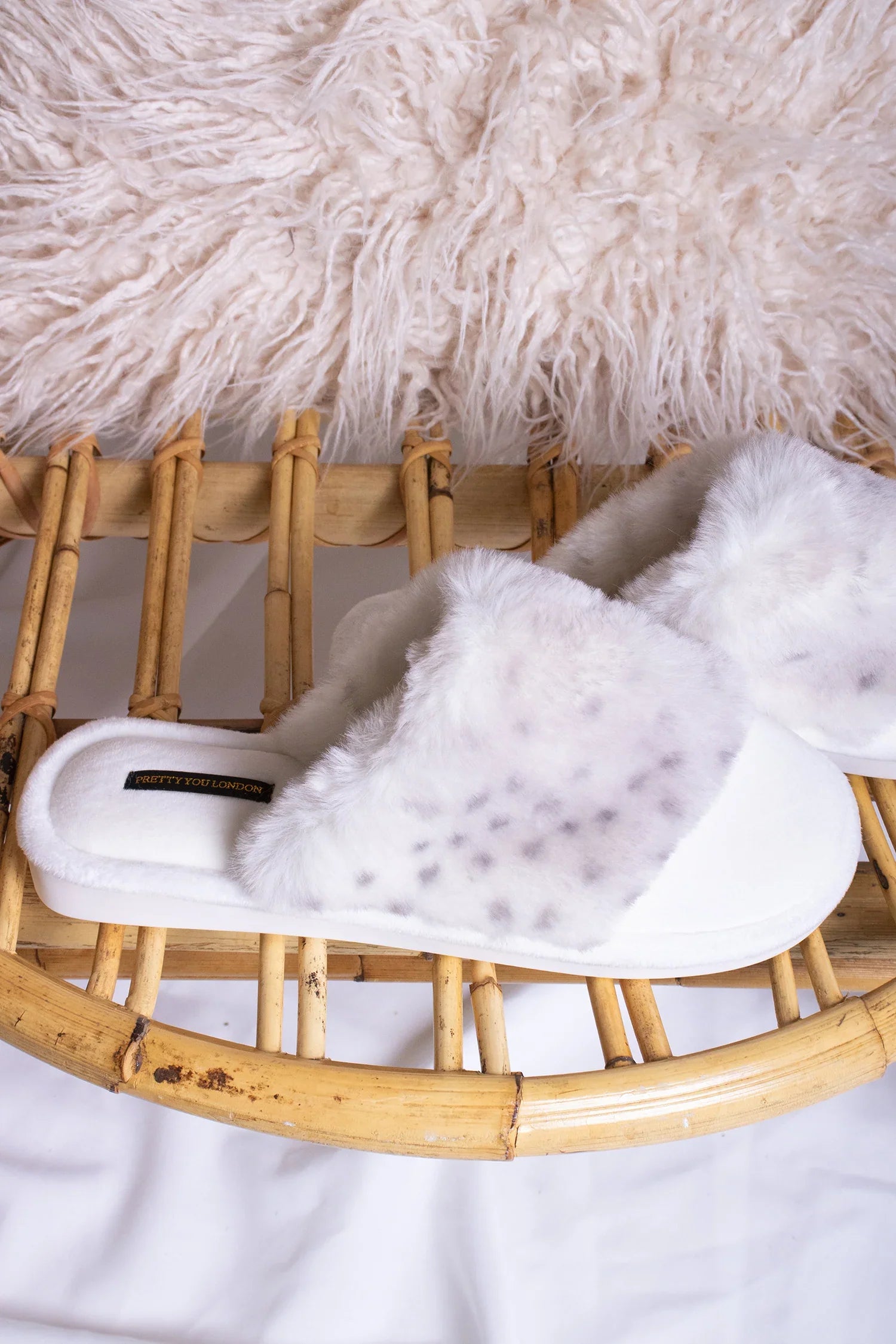 Pretty You London | Danni Slippers | Snow Leopard