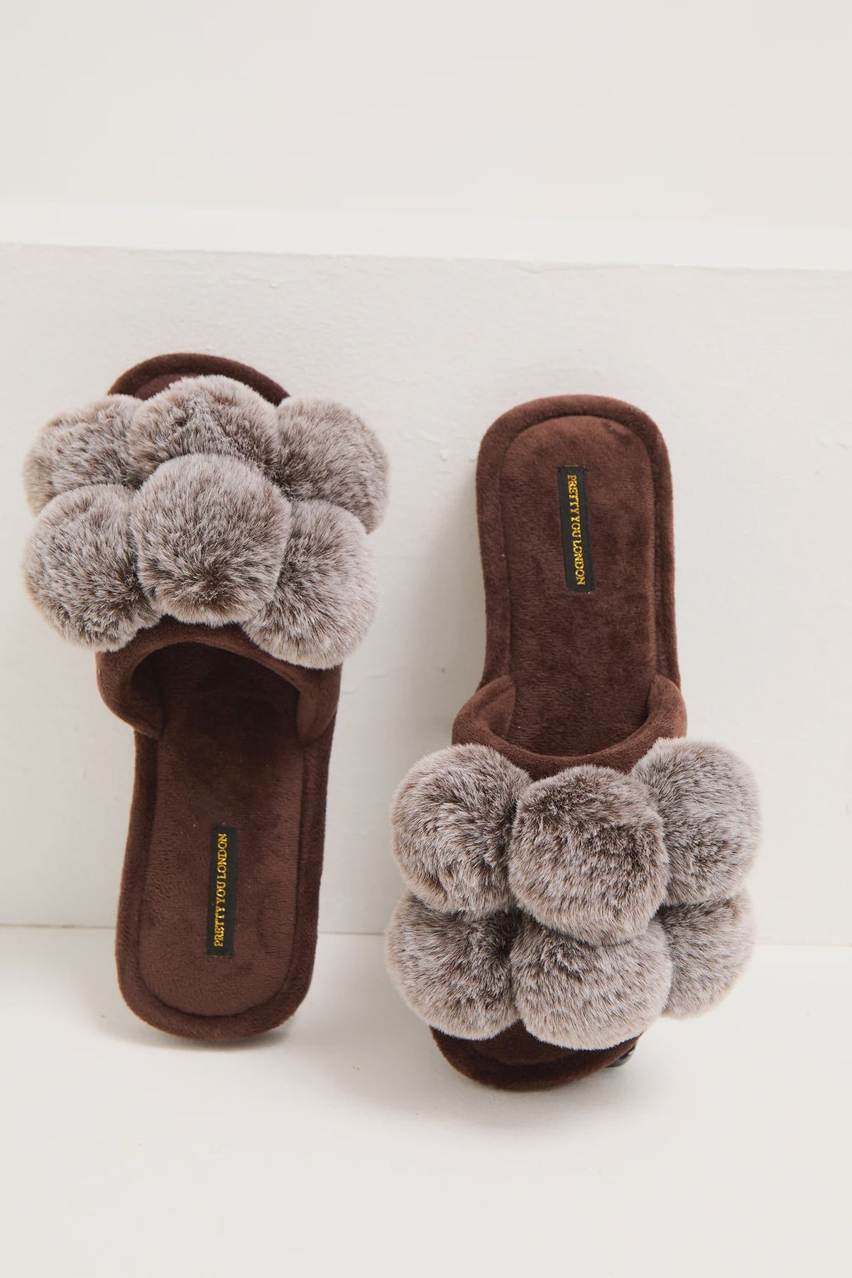 Pretty You London | Dolly Slippers | Chocolate