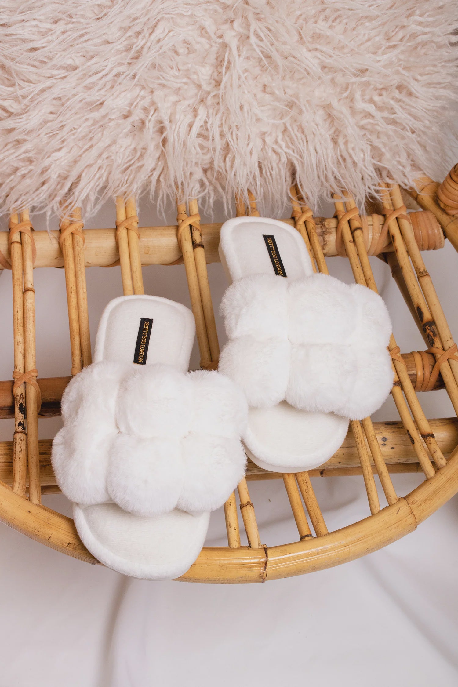Pretty You London | Dolly Slippers | White