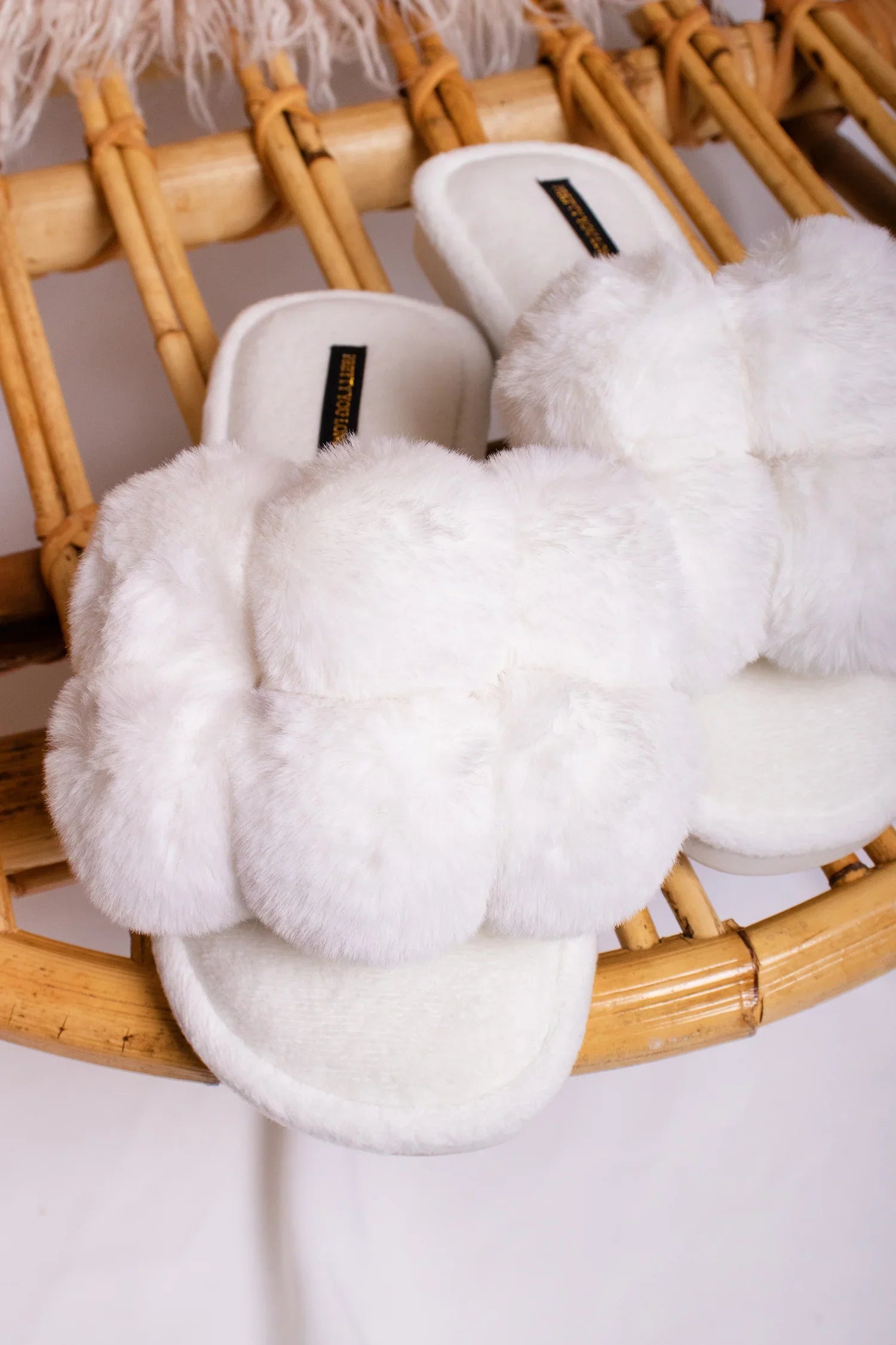 Pretty You London | Dolly Slippers | White