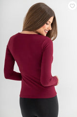 Pour Moi | Second Skin Thermal Long Sleeve Top | Berry