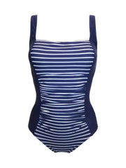 Pour Moi | Santa Barbara Tummy Control Swimsuit | Navy Stripe