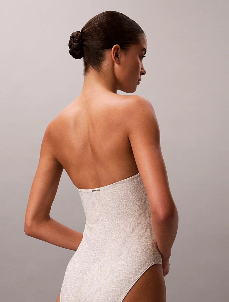 Calvin Klein | CK Essentials Bandeau Swimsuit | Stippled Skin Tofu