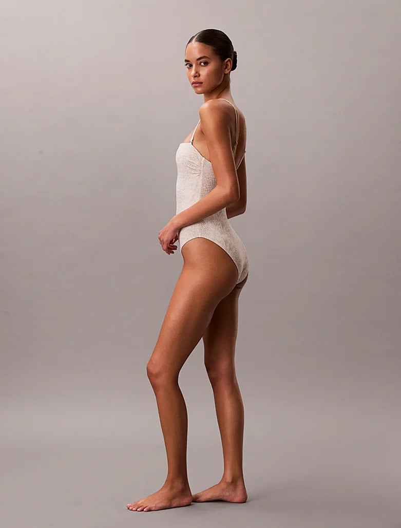 Calvin Klein | CK Essentials Bandeau Swimsuit | Stippled Skin Tofu
