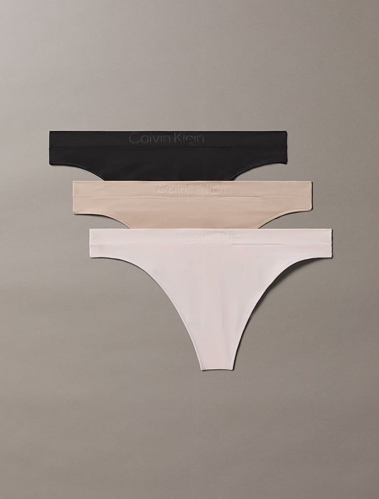 Calvin Klein | Bonded Flex Seamless Thongs 3 Pack | Black/ Cedar/ Eggshell