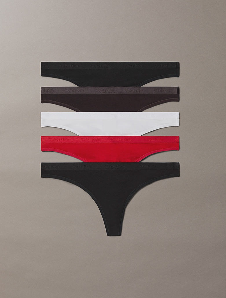 Calvin Klein | Icon Logo Thongs 5 Pack | Black/ Adrenaline Rush/ Dark Be