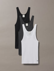Calvin Klein | 3 Pack Scoop Neck Tank Tops Cotton Classics | Black/ White/ Charcoal Heather