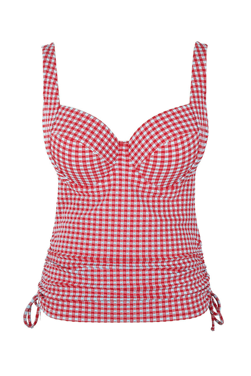 Panache | Iris Balcony Tankini Top | Red Gingham