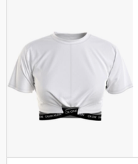 Calvin Klein | Cropped Logo Band Wrap Tee | White