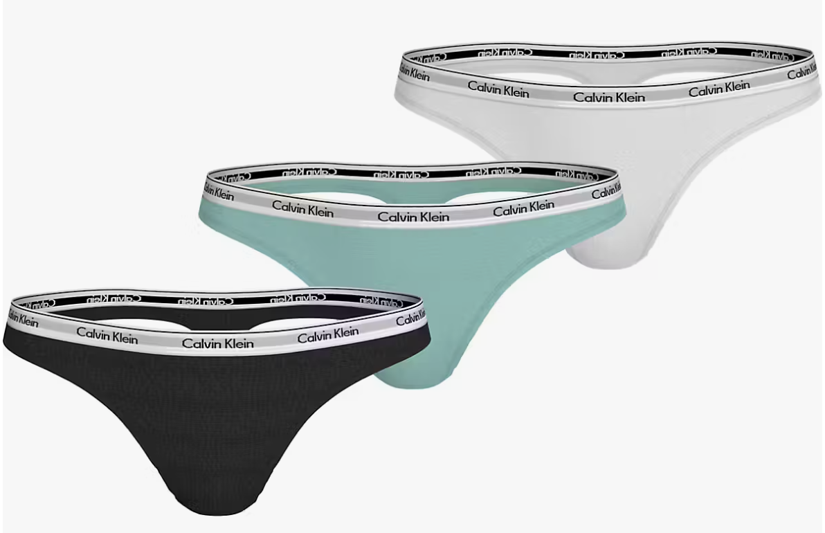 Calvin Klein | Icon Logo 3 Pack Thongs | Black/Beau Blue/White