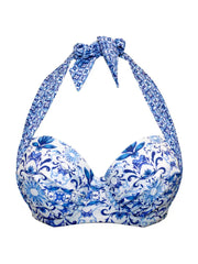 Pour Moi | St Lucia Strapless Multiway Bikini Top | White/ Blue