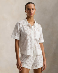 Polo Ralph Lauren | Cotton Eyelet Short Pyjama Set | White Cloud